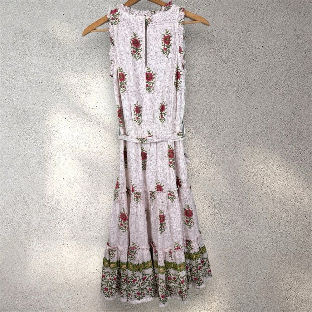 ROLLER RABBIT Valley Floral Naoki Belted Midi Dress Cotton Sz XS - Picture 4 of 6
